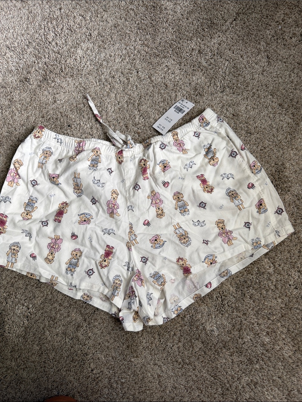 Hollister Cream Printed Doll-Pattern Sleep Shorts